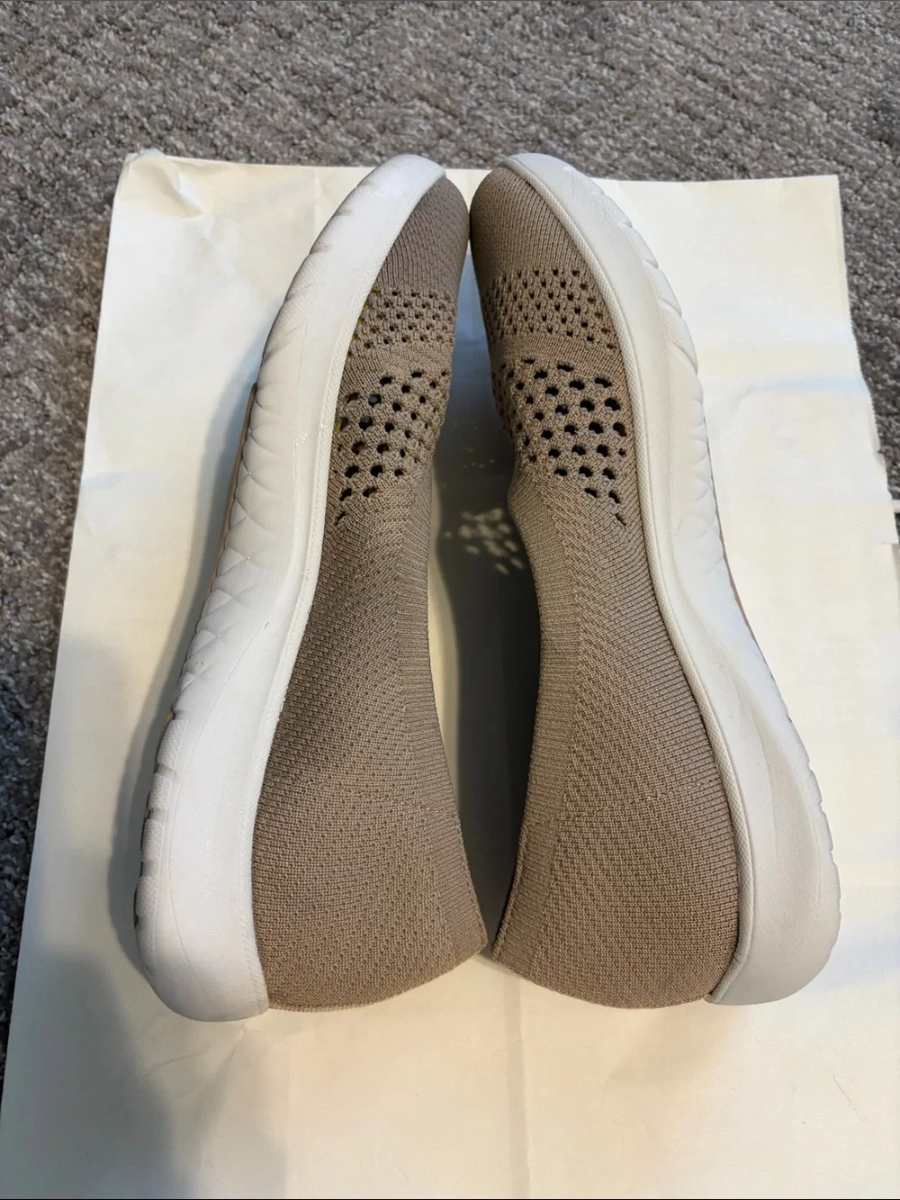 Clarks Women's Taupe Knit Slip-On Flats